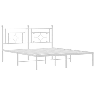 Metal Bed Frame without Mattress with Headboard White 150x200 cm