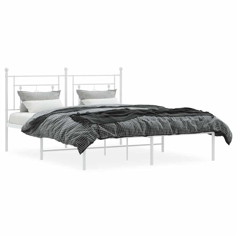 Metal Bed Frame without Mattress with Headboard White 150x200 cm