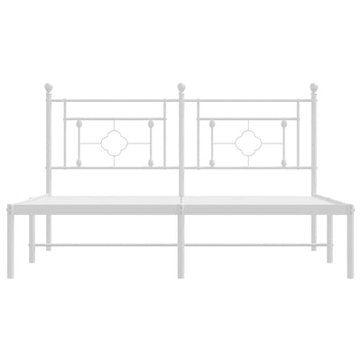 Metal Bed Frame without Mattress with Headboard White 150x200 cm