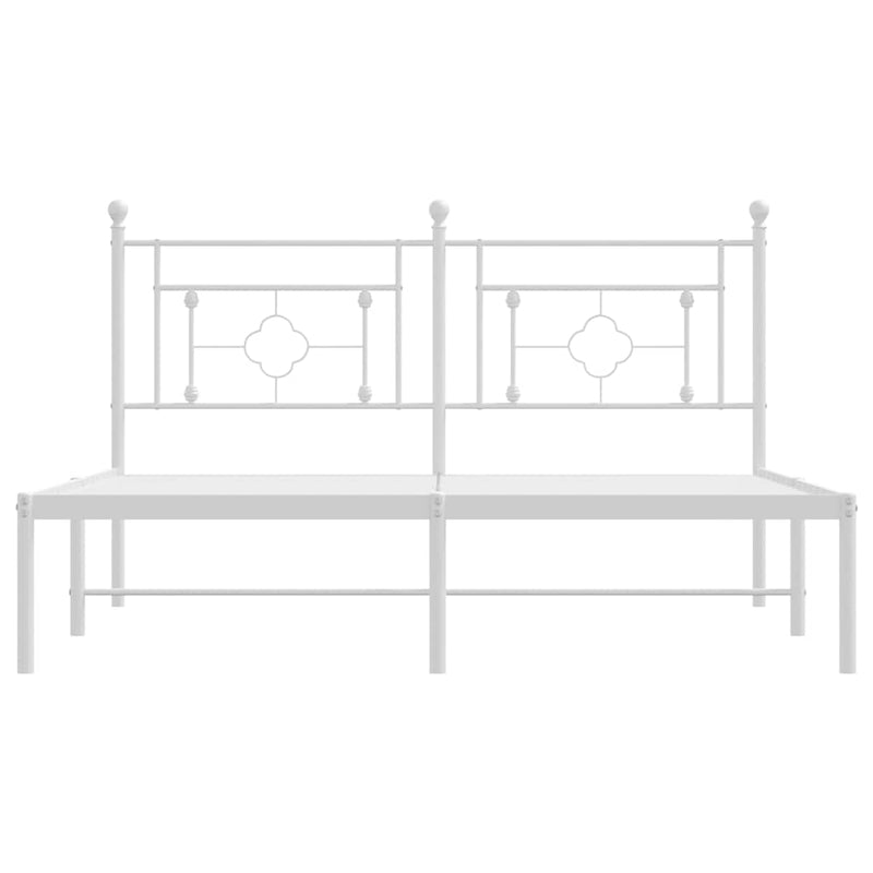 Metal Bed Frame without Mattress with Headboard White 150x200 cm