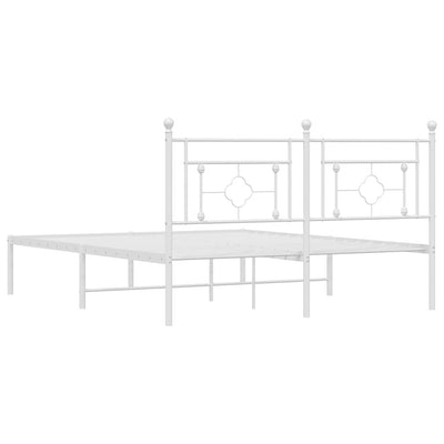 Metal Bed Frame without Mattress with Headboard White 150x200 cm