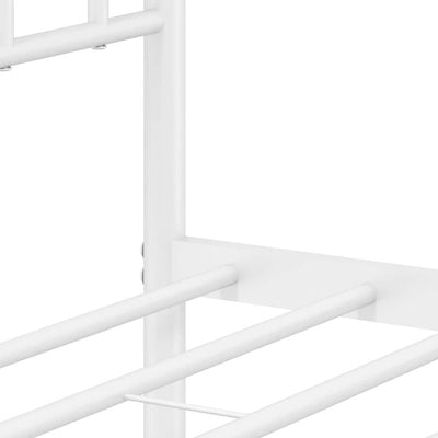 Metal Bed Frame without Mattress with Headboard White 150x200 cm