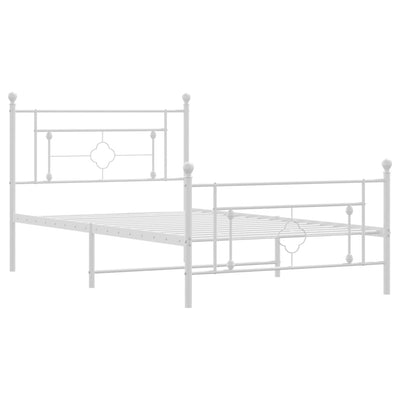 Metal Bed Frame without Mattress with Footboard White 107x203 cm King Single