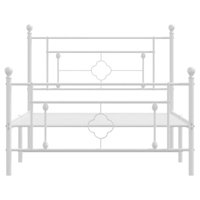 Metal Bed Frame without Mattress with Footboard White 107x203 cm King Single