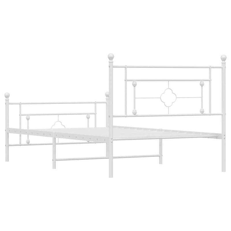 Metal Bed Frame without Mattress with Footboard White 107x203 cm King Single