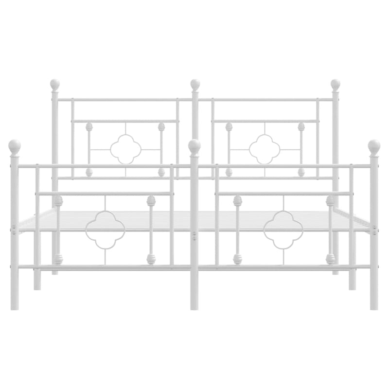 Metal Bed Frame without Mattress with Footboard White 135x190 cm