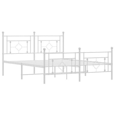 Metal Bed Frame without Mattress with Footboard White 150x200 cm