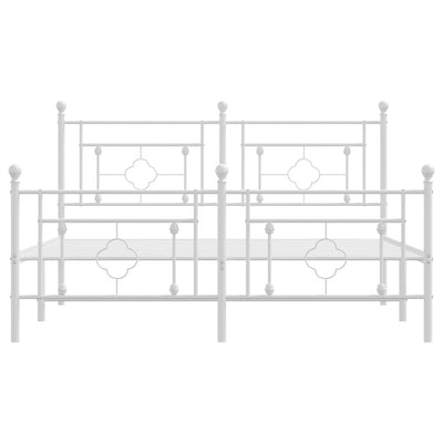 Metal Bed Frame without Mattress with Footboard White 150x200 cm