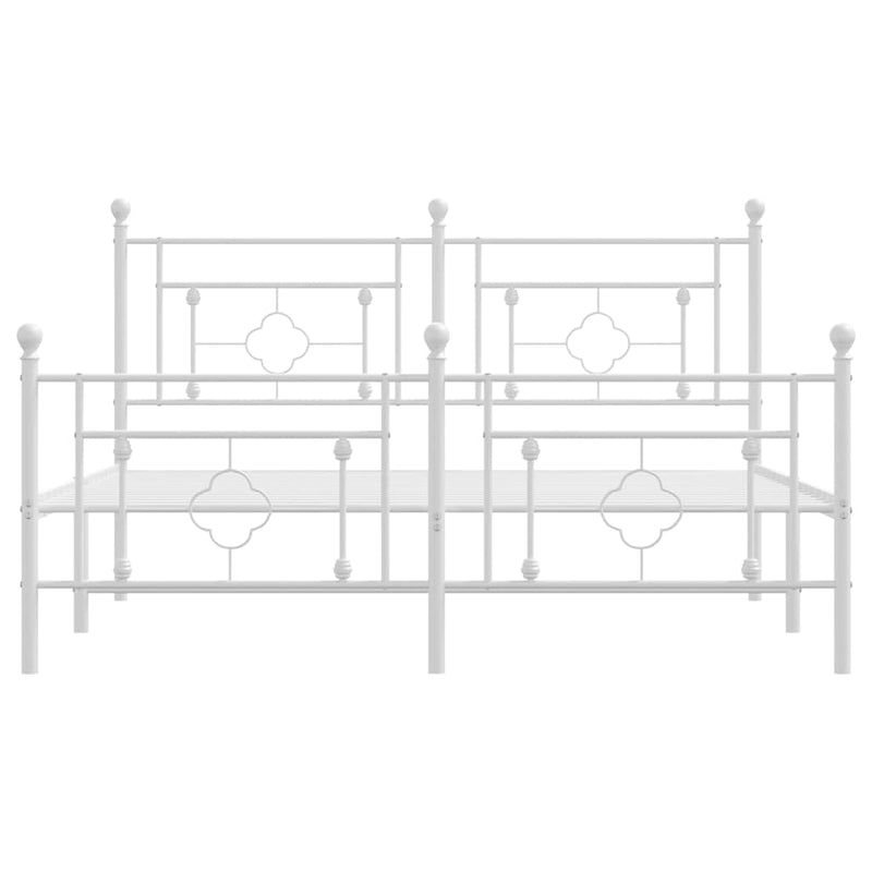 Metal Bed Frame without Mattress with Footboard White 150x200 cm