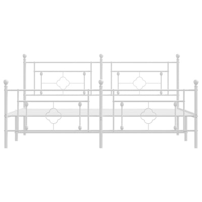 Metal Bed Frame with Headboard and Footboard White 183x203 cm King Size