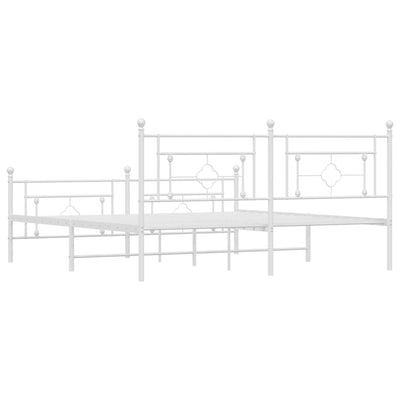 Metal Bed Frame without Mattress with Footboard White 183x203 cm King