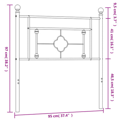 Metal Headboard White 90 cm