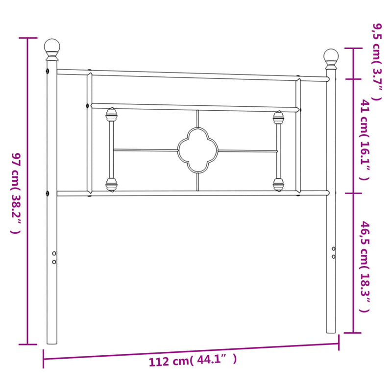 Metal Headboard White 107 cm King Single