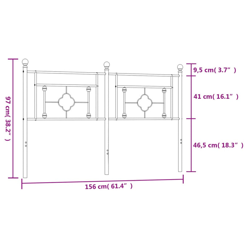 Metal Headboard White 152 cm Queen