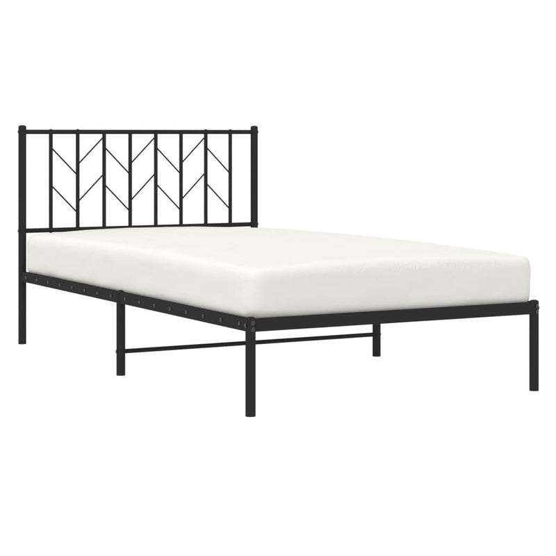 Metal Bed Frame without Mattress with Headboard Black 107x203 cm King Single