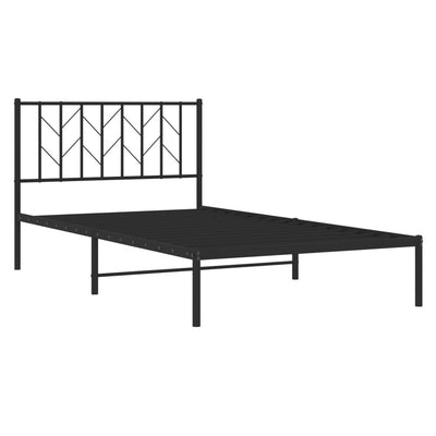 Metal Bed Frame without Mattress with Headboard Black 107x203 cm King Single