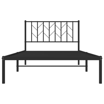 Metal Bed Frame without Mattress with Headboard Black 107x203 cm King Single