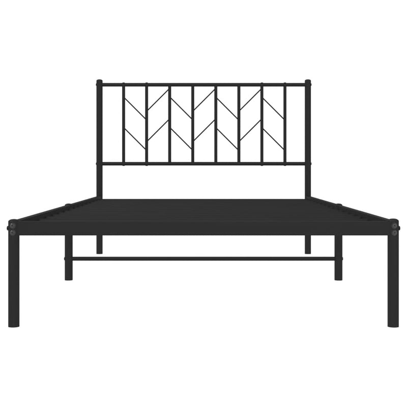 Metal Bed Frame without Mattress with Headboard Black 107x203 cm King Single