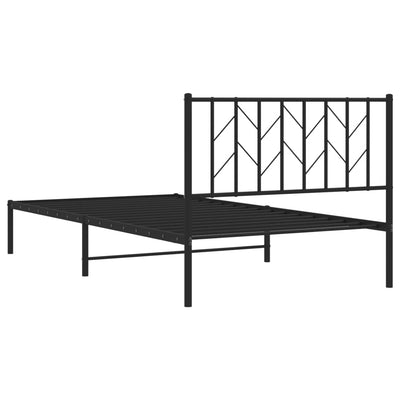 Metal Bed Frame without Mattress with Headboard Black 107x203 cm King Single