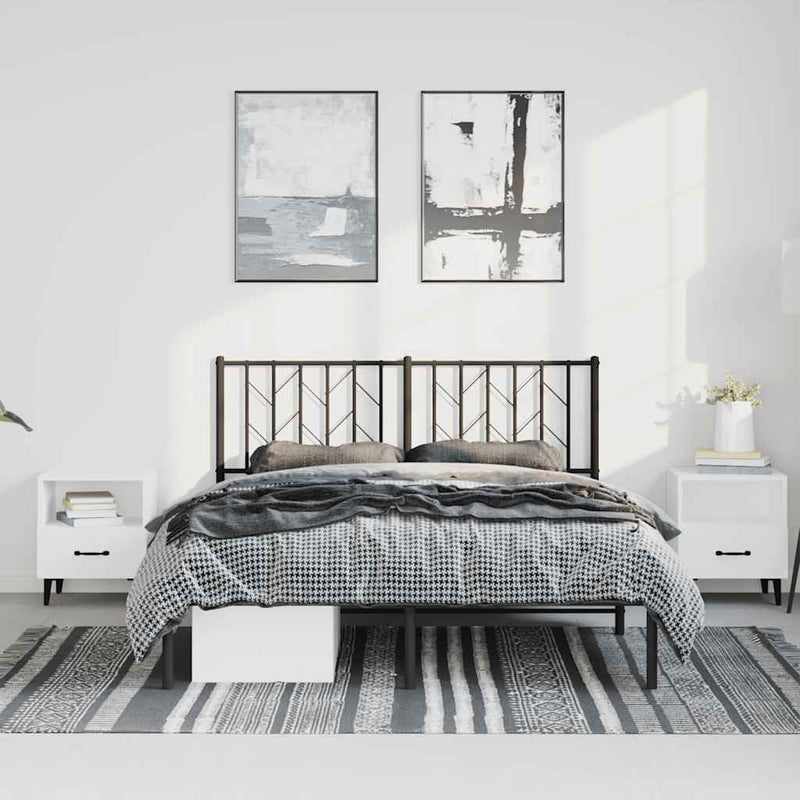 Metal Bed Frame without Mattress with Headboard Black 150x200 cm