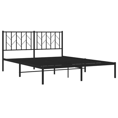 Metal Bed Frame without Mattress with Headboard Black 150x200 cm