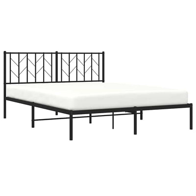 Metal Bed Frame without Mattress with Headboard Black 150x200 cm