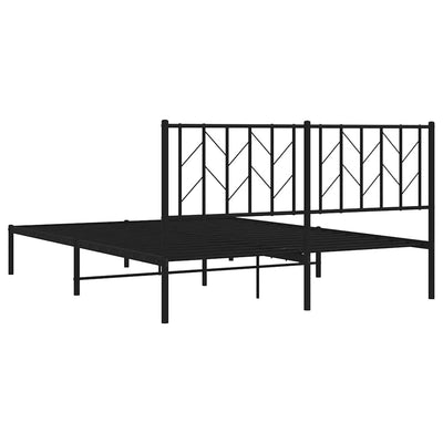 Metal Bed Frame without Mattress with Headboard Black 150x200 cm