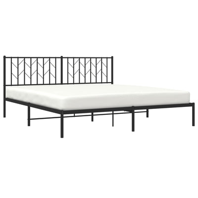 Metal Bed Frame without Mattress with Headboard Black 183x203 cm King