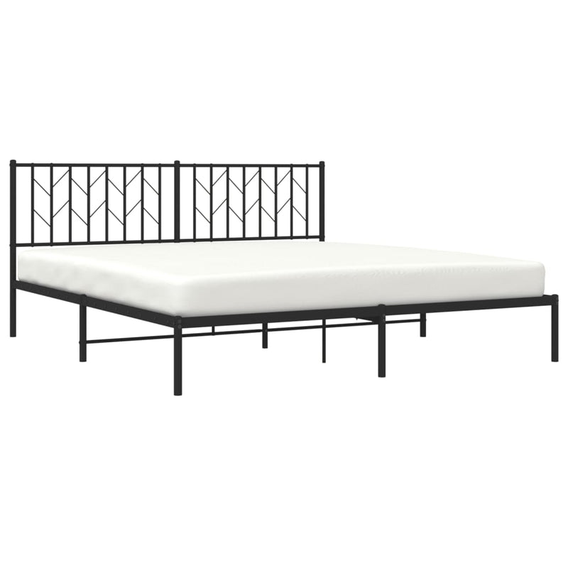 Metal Bed Frame without Mattress with Headboard Black 183x203 cm King