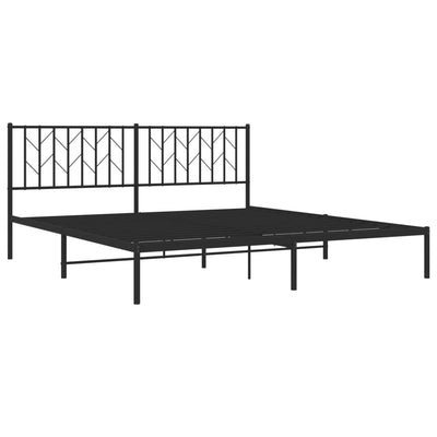 Metal Bed Frame without Mattress with Headboard Black 183x203 cm King