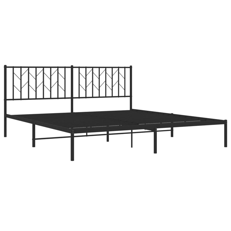 Metal Bed Frame without Mattress with Headboard Black 183x203 cm King