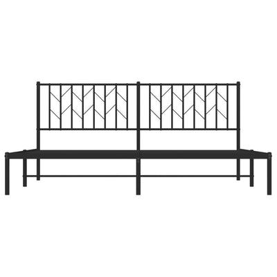 Metal Bed Frame without Mattress with Headboard Black 183x203 cm King