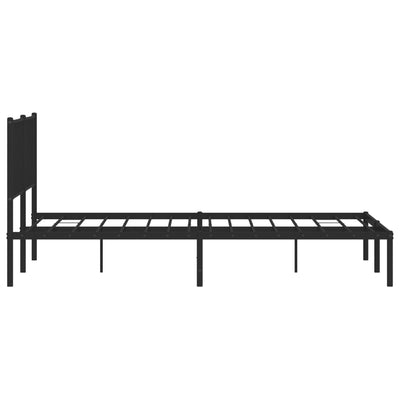 Metal Bed Frame without Mattress with Headboard Black 183x203 cm King