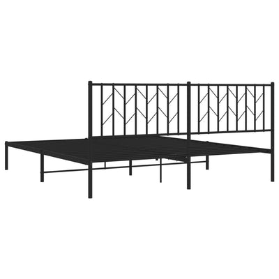 Metal Bed Frame without Mattress with Headboard Black 183x203 cm King