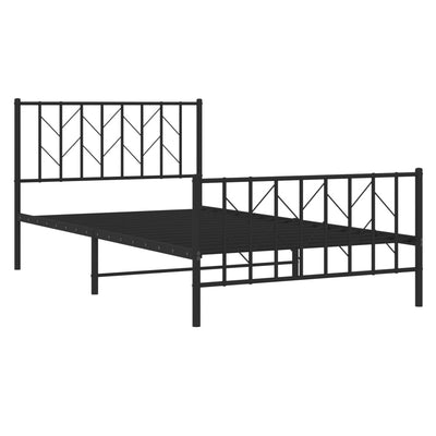 Metal Bed Frame without Mattress with Footboard Black 107x203 cm King Single