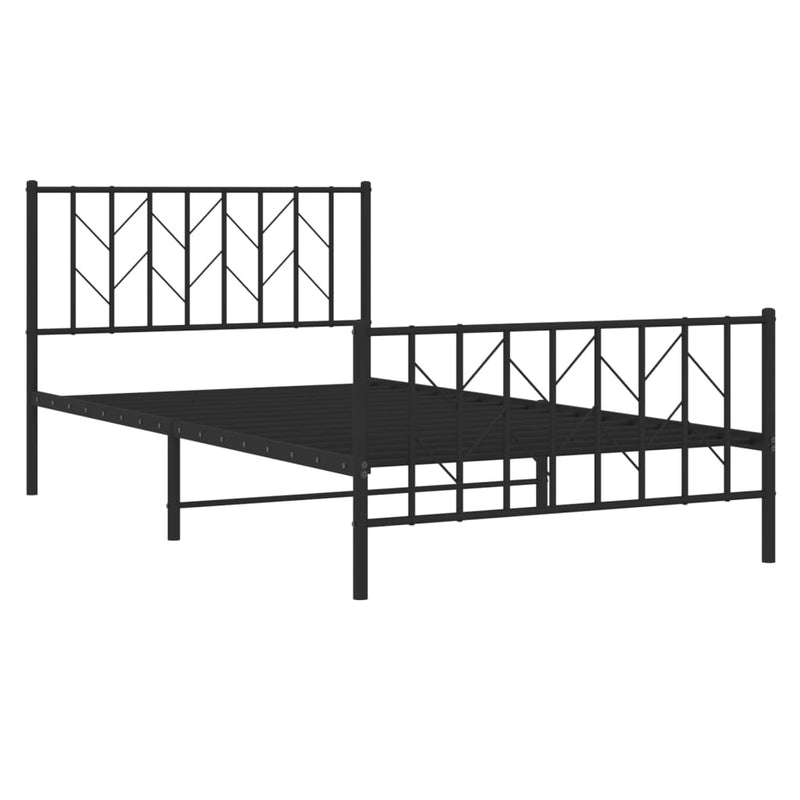 Metal Bed Frame without Mattress with Footboard Black 107x203 cm King Single