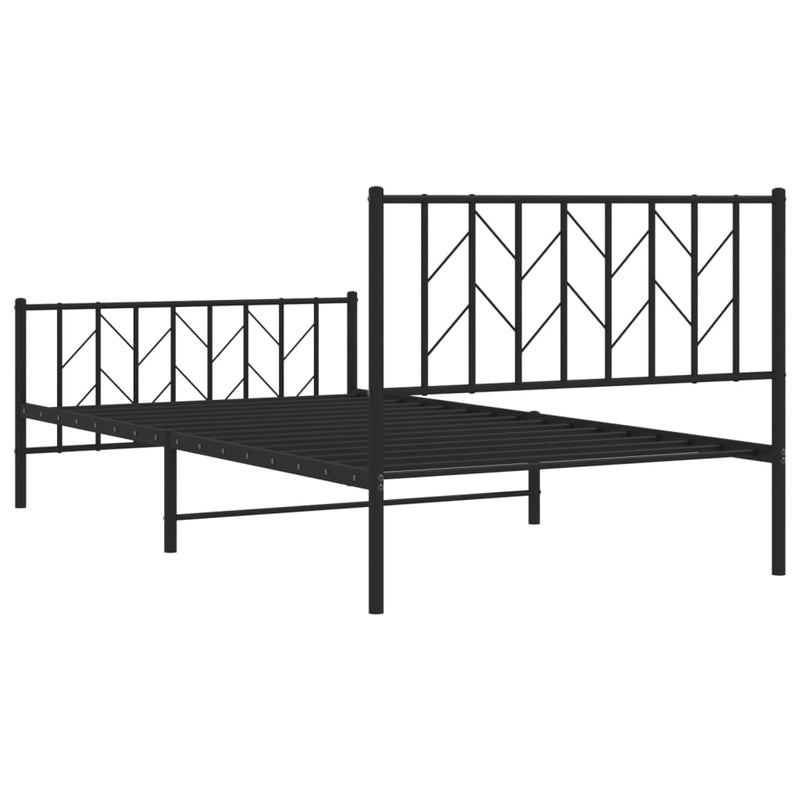 Metal Bed Frame without Mattress with Footboard Black 107x203 cm King Single