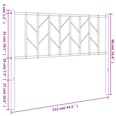 Metal Headboard Black 107 cm King Single