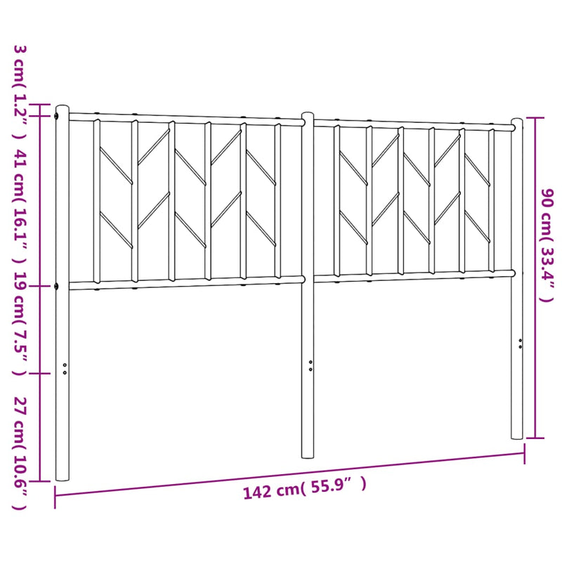 Metal Headboard Black 137 cm Double