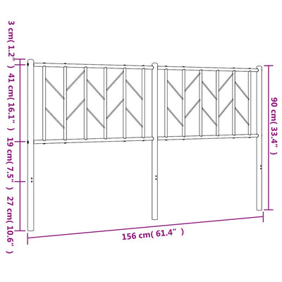 Metal Headboard Black 152 cm Queen