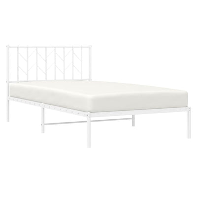 Metal Bed Frame without Mattress with Headboard White 107x203 cm King Single