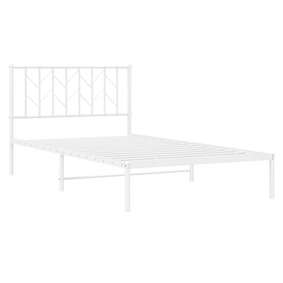 Metal Bed Frame without Mattress with Headboard White 107x203 cm King Single