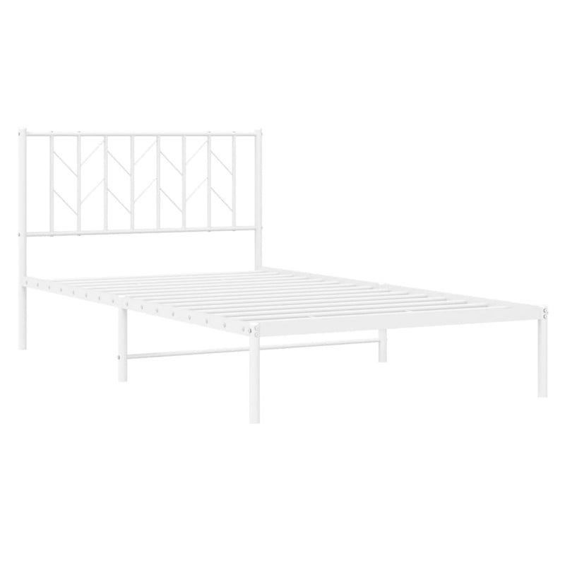 Metal Bed Frame without Mattress with Headboard White 107x203 cm King Single