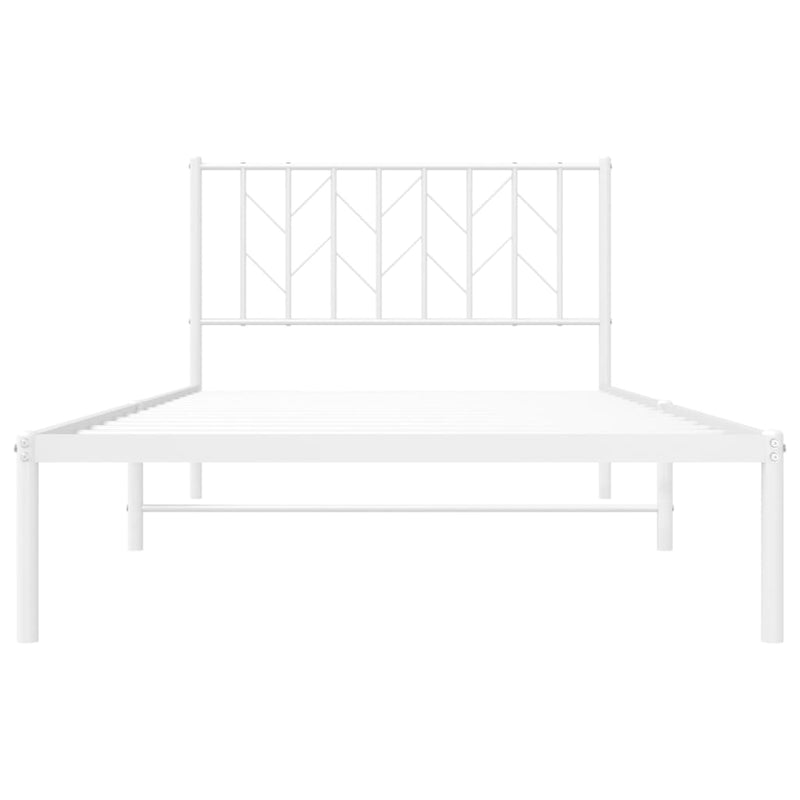 Metal Bed Frame without Mattress with Headboard White 107x203 cm King Single