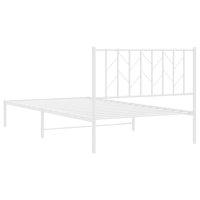 Metal Bed Frame without Mattress with Headboard White 107x203 cm King Single