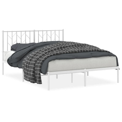 Metal Bed Frame without Mattress with Headboard White 135x190 cm