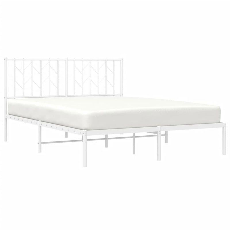 Metal Bed Frame without Mattress with Headboard White 135x190 cm