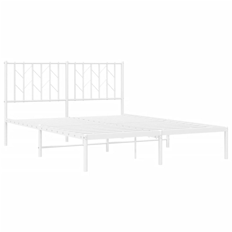 Metal Bed Frame without Mattress with Headboard White 135x190 cm