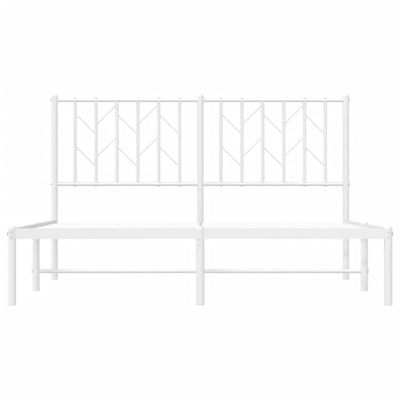 Metal Bed Frame without Mattress with Headboard White 135x190 cm