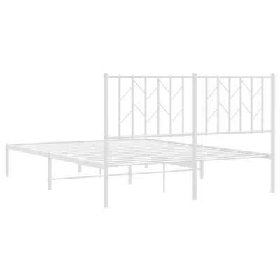 Metal Bed Frame without Mattress with Headboard White 135x190 cm